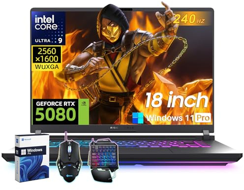 ASUS 2025 ROG Strix G18 Gaming Laptop, Intel 24-Core Ultra 9 275HX(Up to 5.4 GHz), NVIDIA RTX 5080 16GB GDDR7, 18 240Hz 3ms 2.5K Screen, 64GB DDR5, 2TB SSD, Wi-Fi 7, Windows 11 Pro, Accessory Kit