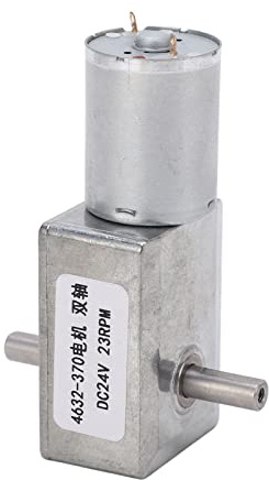 Annadue Moteur à Engrenage à Vis sans Fin CC 4632 370 en Aluminium et Laiton à Double Arbre, Mini Moteur à Vis sans Fin de 24 V pour Mécanisme de Ventilation de Ventilateur électrique, de Chauffage