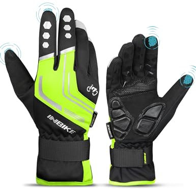 INBIKE Winterhandschuhe Fahrrad MTB Handschuhe Herren Damen Winter Touchscreen Fahrradhandschuhe Beheizbar für Radsport Road Race Downhill Wandern Grün L