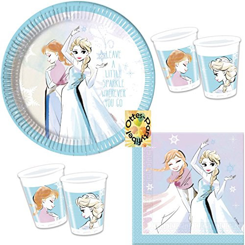 HHO Frozen Sparkle Partyset 36tlg. Teller Becher Servietten für 8 Kinder