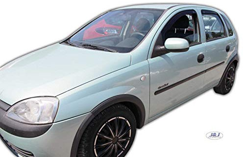 J&J AUTOMOTIVE | Windabweiser Passend Für Corsa C 5-Türer 2000-2006, Heko Regenabweiser, Getönt, Set 4-Teilig, Vorne, Hinten, Aerodynamisch