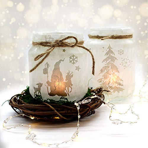 Feenlicht Feenwindlicht DIY Weihnachtsdeko Weihnachten Wichtel Rehe Winterwald Tanne Sterne Schneeflocken Lichtdeko Winter Aufkleber Glas Sticker wl3 ilka parey wandtattoo-welt®