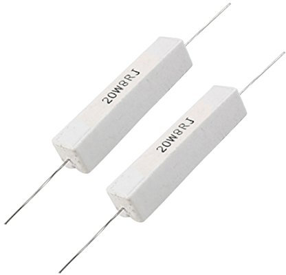 2 Stueck drahtgewickelt Keramik Zement-Widerstaende 8 Ohm 20W 5%