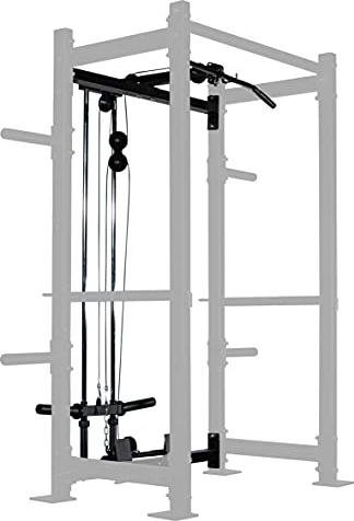Titan Fitness Short LAT Tower Rack Attachment Fits T-3 and X-3 Series Bolt-Down Power Racks, 300 LB Olympic Plate-Loaded Capacity, LAT Bar & Low Row Handle Included