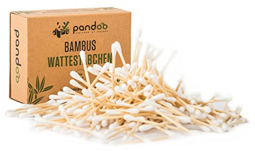 pandoo 14er Pack Bambus Wattestäbchen | 2800 Stück | 100% biologisch abbaubar, vegan & nachhaltig | kompostierbare premium Wattestäbchen | Ohrenstäbchen ohne Plastik