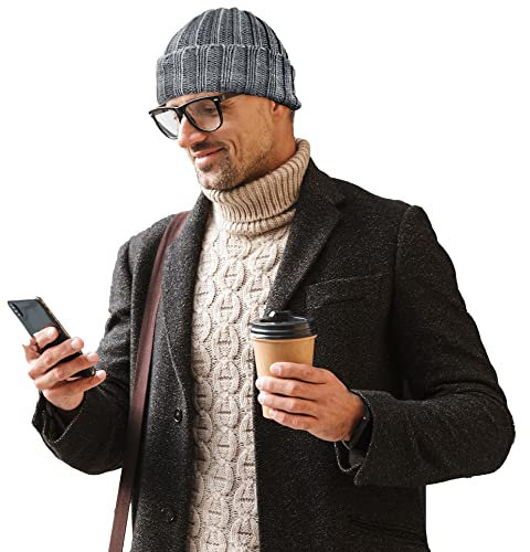 TINKUY Peru Alpaka Wolle Herren & Damen Warm Weich - Cuffed Slouchy - Beanie Mütze - Grau - MEDIUM
