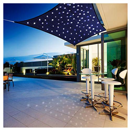 CAISYE Sonnensegel Wasserdicht Mit Led-Lichtern, Sonnenschutz Rechteckig DIY Resistant Wetterschutz 95% Beschattung Uv Schutz FüR Garten, Terrasse, Balkon Und Camping,Blau,3X3m/118x118In