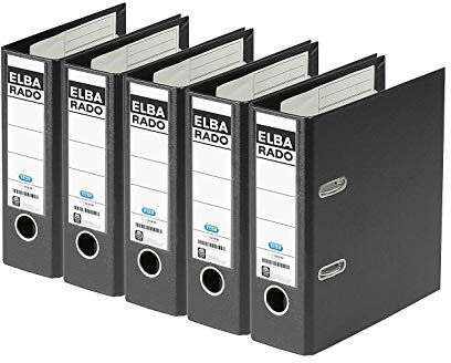 ELBA Ordner rado plast, A5 hoch, 75 mm, Karton PVC schwarz 5