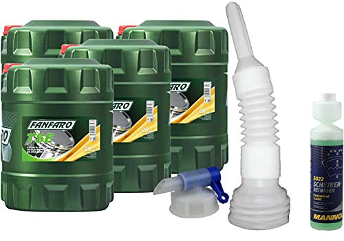 QR-Parts Set 80 Liter 85457404 CT4503 FF6501-20 DIN61 5022 MANNOL Scheibenreiniger Konzentrant 1:100 250ml 20L Motoröl TSE 5W-30 Auslaufhahn für 20 Fässer Auslaufschlauch