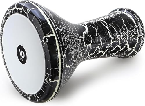 VD Vatan Orientalische Profi Solo Darbuka gerissener Lack Effeckt, Schwarz-Weiß, 44,5 cm., 3040-S-B