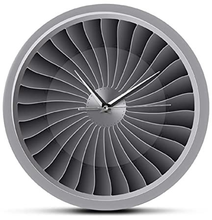 ZTTXMINGX Silent Wall Clock Jet Engine Turbine Fan Aviator Wall Clock Airplane Modern Wall Art Wall Watch Vivid Printing Acrylic Timepiece -12 Inchs