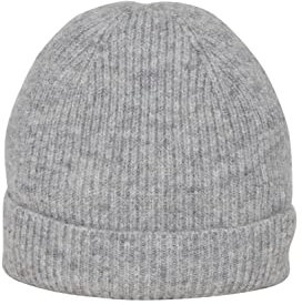 ICHI IHIAIVO Damen Wintermütze Beanie Mütze Rippstrick leicht elastisch unifarben, Größe:ONE, Farbe:light grey melange (200420)