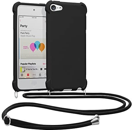kwmobile Hülle kompatibel mit Apple iPod Touch 6G / 7G (6. und 7.Generation) - Cover mit Kordel zum Umhängen - Silikon Schutzhülle Schwarz