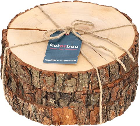 KOTARBAU® 3er Set Dekorative Holzscheiben Kerzenständer Holzständer mit Juteschnur