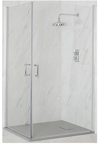 MILANO Chrome Corner Hinged Door Shower Enclosure Light Grey Tray 1000x800