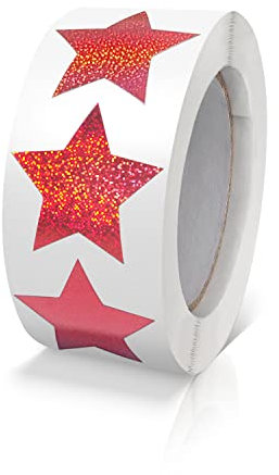 Rot Sterne Aufkleber Rolle 2.5cm Klein Selbstklebende Glänzende Etiketten Weihnachts Sterne Funkelnde Aufkleber Star Sticker Sterne Glitzer Deko Scrapbooking 500 Stück