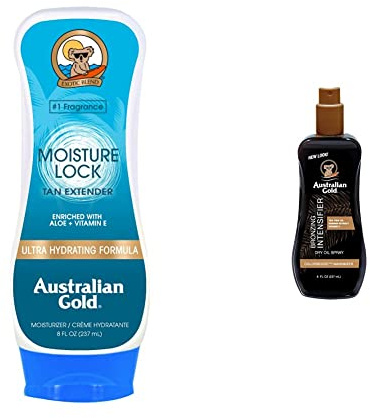 Australian Gold Bronzing Dry Oil Spray 237 ml Intensifier & Moisture Lock Tan Extender After Sun Lotion für Gesichts- und Körper, 227 g