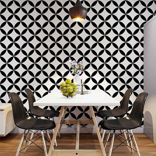 Motif géométrique Noir et Blanc Papier Peint à Carreaux Salon Fond Mur thé au Lait PVC Papier Peint étanche