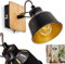 Wandleuchte Safari, Wandlampe aus Metall/Holz in Schwarz/Chrom/Gold/Natur, verstellbare Leuchte im Retro-/Vintage-Design, Lichteffekt u. An-/Ausschalter am Gehäuse, 1-flammig, E14, ohne Leuchtmittel
