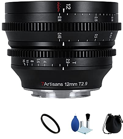 7artisans 12mm T2.9 APS-C Frame Large Aperture 100° Wide Angle Cine Lens Film Lens Manual Lens for Sony E-Mount Mirrorless Cameras A6300 A6400 A6500 A6600 ZVE10 A7SII A7RIII A7RIV A7SIII FX3