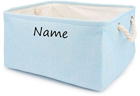 TONYFY Aufbewahrungsbox für Hundespielzeug, mit Personalisierbarem Namen des Haustieres, Behälter für die Organisation von Hundekleidung, Hunde Katzen zubehör und Haustierbedarf (Hellblau)