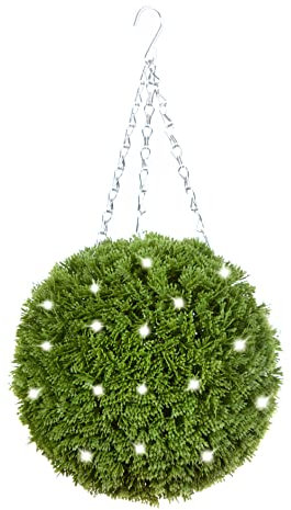Best Artificial 28cm Pre Lit Conifer Topiary Ball with 30 Bright White LED Waterproof Battery Lights