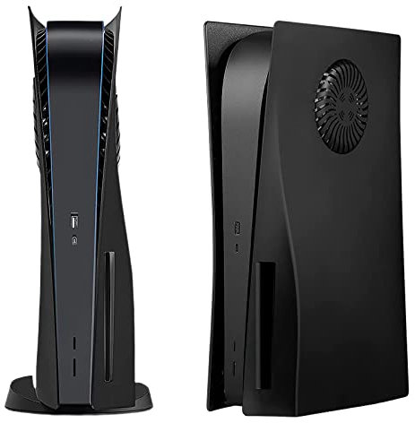 Face Plate Cover Shell with Cooling Vents for PS5 Disc Edition Console Faceplate, Playstation 5 Accessories Protective Replacement Panels (Black)