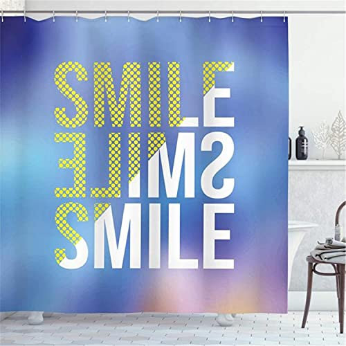 Smile Duschvorhang Moderner Großer Positiv Schriftzug In Verschiedenen Designs Stoff Badezimmer Deko Set Mit Haken 180x180cm