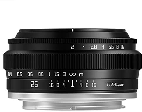 TTArtisan APS-C - Lente de Cuerpo de Metal F2 de 25 mm Compatible con Montura M43, Color Negro