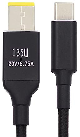 JSER 135W Typ-C USB-C-Kabel zu DC Rechteck 11,0 x 4,5 mm Power PD Ladekabel für Thinkpad X1 Legion Y7000P Laptop DC20 V 6,25A