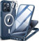 CENHUFO Compatible with iPhone 15 Pro Max Case Built-in Glass Screen Protector with Camera Lens Protector, 360 Full Body Protective Phone Case for iPhone 15 Pro Max Case Shockproof -Blue