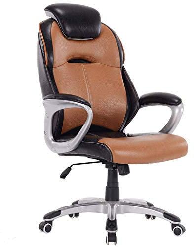 FanXus Chaiselongue, Computer-Bürodrehstuhl, Schreibtischstuhl, hohe Rückenlehne, PU-Leder, höhenverstellbar, mit Schaukelfunktion (braun) Made in China