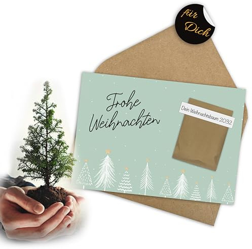 maxiPRINT1000 Weihnachtskarten mit Samen und Umschlag Set dein Weihnachtsbaum 2030 zum selber pflanzen nachhaltig Christmas Cards