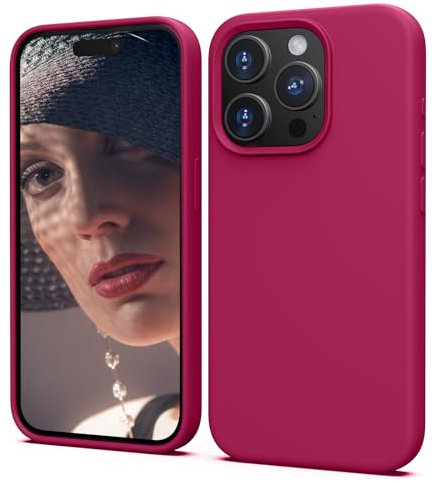 TIIXXA Silicone Case for iPhone 15 Pro Case, Soft Ultra Slim Protective Shockproof Liquid Silicone Phone Case, Anti-Scratch Microfiber Lining, 6.1 Red Pitaya