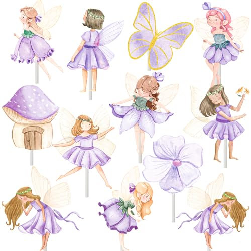CANDY CHEF Purple Fairy Party Cupcake Toppers 24pcs - Fairy Tale Birthday, Bridal Shower & Baby Shower Decorations