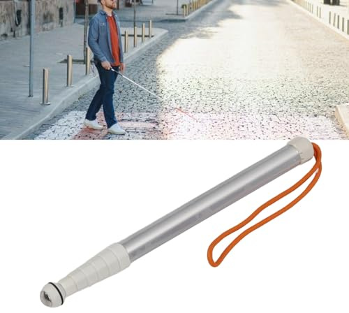 ZJchao Reflektierender Teleskop-Rollo-Gehstock, Zusammenklappbarer Blindenstock, Stoßfestes Design, Leichtes Metallmaterial, Gedehnt, Ideal für Sehbehinderte Menschen, Aufbewahrungstasche