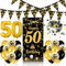 50 Geburtstag Deko Mann Frau, 50 Geburtstag Banner Schwarz Gold, Luftballons 50 Geburtstag Wimpel Girlande, Konfetti 50 Geburtstag, Tür Deko 50. Geburtstag Hintergrund für Männer Frauen Party Deko