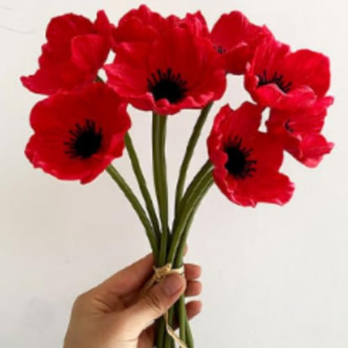 Fiori artificiali di papavero finto, 10 pezzi, fiori finti di seta di papavero artificiale, non sbiadiscono, in lattice PU, per cucina, tavolo, centrotavola, matrimoni, vacanze, bouquet da sposa,
