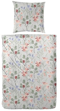 Hahn Biber Bettwäsche Espoo grau 1 Bettbezug 135 x 200 cm + 1 Kissenbezug 80 x 80 cm