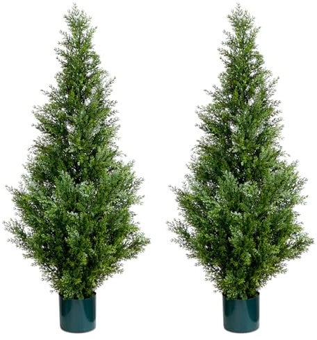 Leflos Albero di cedro artificiale, albero di Cipresso finto di 120 cm, albero di cipresso artificiale deco per soggiorno, ufficio, festival e festa, 2 pezzi