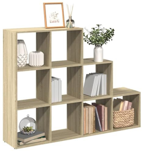 ShGaxin Bücherregal mit 3 Ebenen, Holz, Sonoma, 137,5 x 29 x 103,5 cm, Regal, Bücherregal, Aufbewahrungsregal, Organizer für Spielzeug, Bücherregal, Raummöbel - 857978