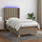 Rantry Boxspringbett mit Matratze und LED, Taupe, 90 x 190 cm, aus Stoff, Bettrahmen, Gestell, modernes Bett, Struktur für Wohnzimmer, Schlafzimmer Modell 3139161