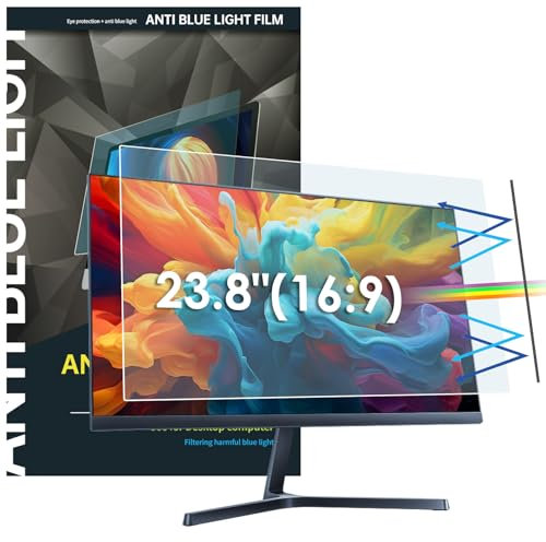 Nsyee 23.8 Inch Removable Computer Anti Blue Light Screen Protector, WxH: 528mm x 297mm, 16:9, Anti Glare and Blue Light, Anti-UV, Eye Protection Screen Filter