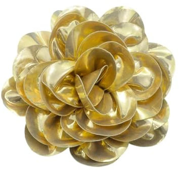 7,5 Pouces Tissu Satiné Brillant Rose Fleur Extra Grandes Grandes Broches Épingles à Revers Épingles De Camélia En Soie Pour Femmes Robes De Danse De Fête De Mariage (Doré)