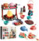 Lagerfeuer-Spielset mit 45 Realistischen Grillzubehörteilen Falschen Grillgerichten Teekannen usw mit Lichtern & Geräuschen Pädagogisches Camping Spielzeug Geeignet für Kinder ab 3+