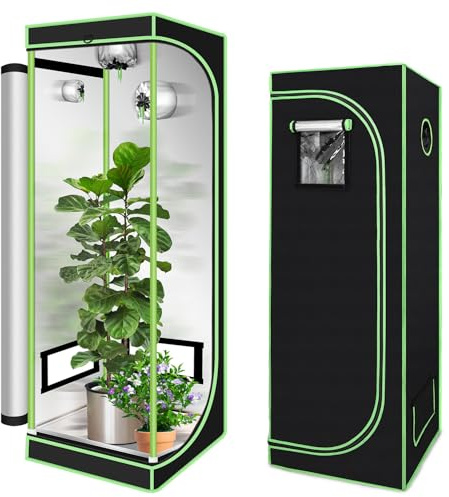 Eikuavons Growzelt 60x60x180cm, 600D Oxford Grow Tent mit Beobachtungsfenster, Lichtdicht und Wasserdicht Pflanzzelt, Growschrank für Homegrow, Indoor Anbauzelt, Stabile Struktur