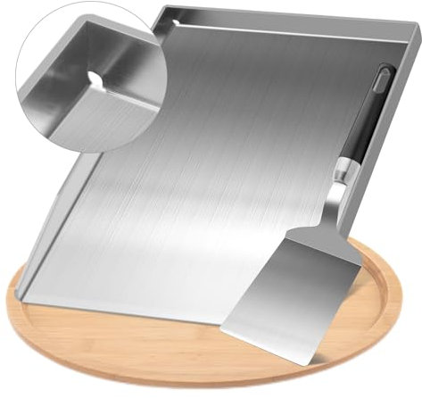 Plancha Barbacoa de Acero Inoxidable Universal para Barbacoa de carbón, Parrilla de Gas y más, Rectangular, accesorio de barbacoa, regalo para hombres 28 x 20 x 3cm