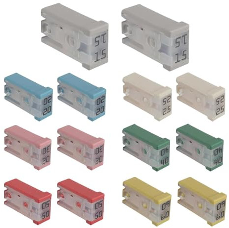 Lot de 14 fusibles pour voiture - 14 pièces - 15 A 20 A 25 A 30 A 40 A 50 A 60 A 32 V - Mini fusibles à fente MCASE pour voiture