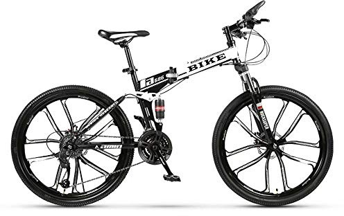 Faltbares Mountainbike 24/26 Zoll, MTB-Fahrrad mit 10 Schneidrad, Weiß