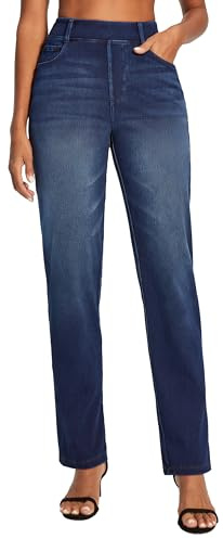 IUGA Straight Leg Jeans for Women Stretchy Pull On Sweatpant Jeans Women High Waisted Bootcut Jean Trendy Denim Pants